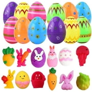 12 Pack Prefilled Easter Eggs with Squeeze Toys Inside, Easter Basket Stuffers Easter Egg Fillers, Classroom Prize Supplies Party Gifts Favors
